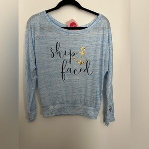 NWT Light Blue Graphic Shirt - Ship Faced